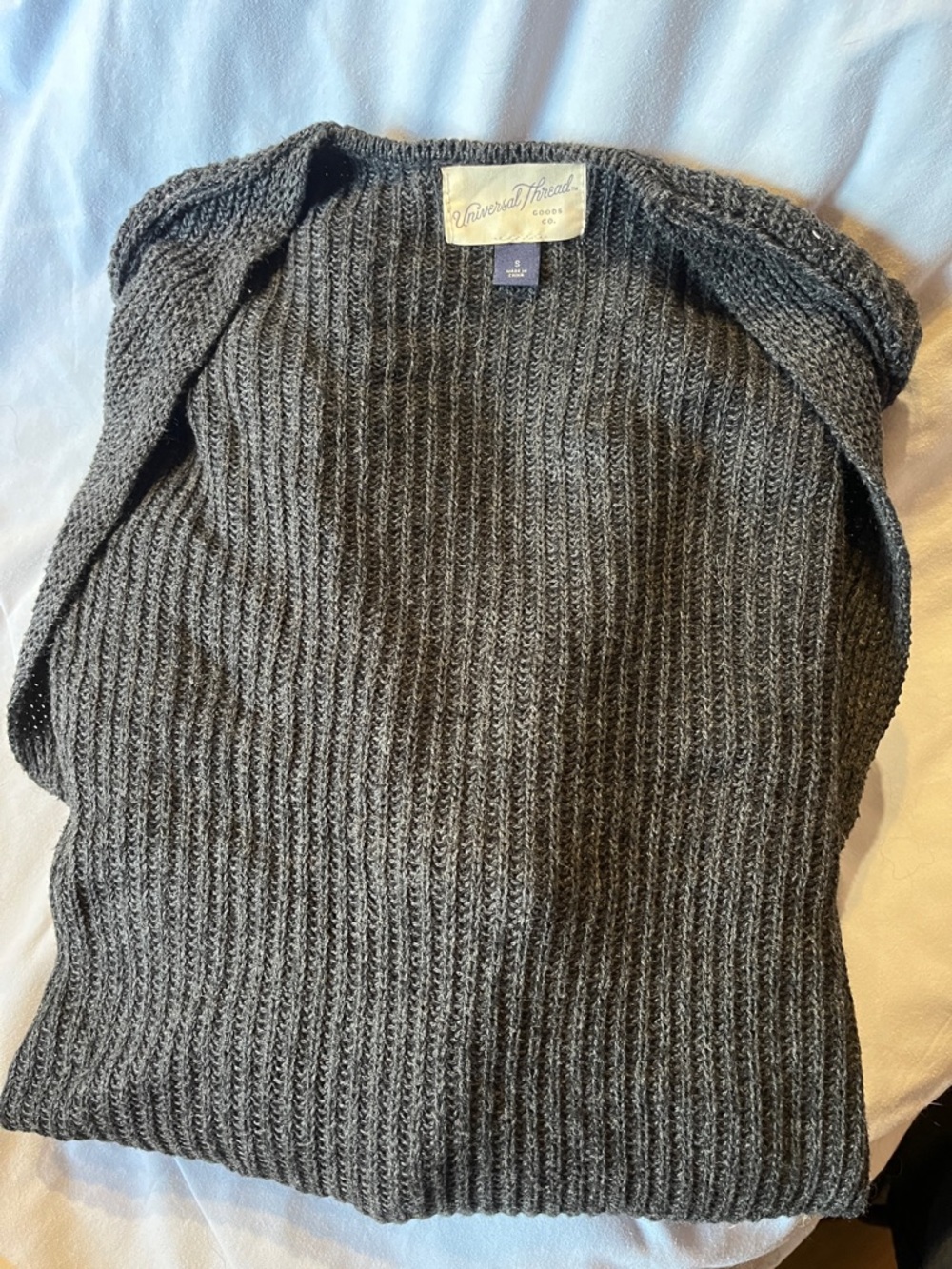 Universal Thread Gray Ribbed Open-Front Cardigan - Picture 3 of 3